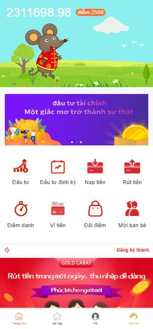 越南语袋鼠理财源码/投资理财/早起打卡/余额宝/积分商城/可定制语言